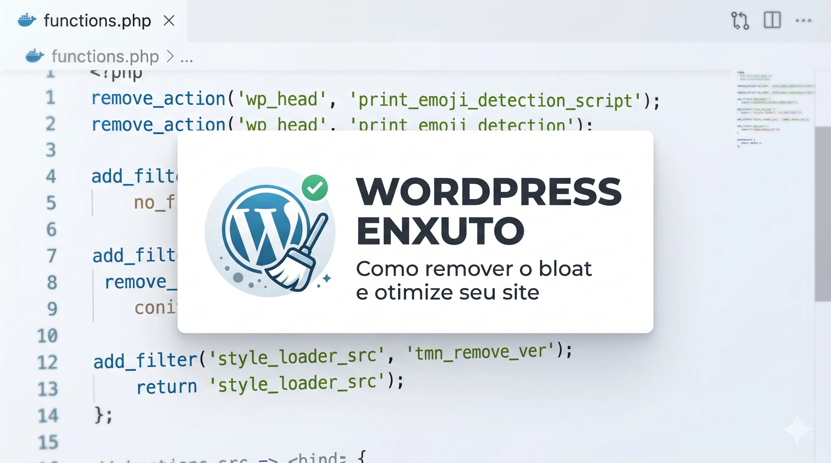 WordPress Enxuto: Como remover meta-tags, emojis e bloat do cabeçalho